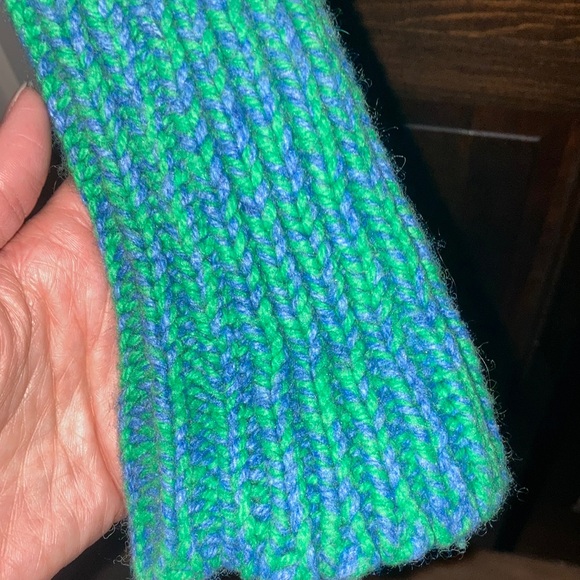 American Eagle Outfitters Blue/Green Cardigan with High Collar and Fitted Style - Picture 9 of 11